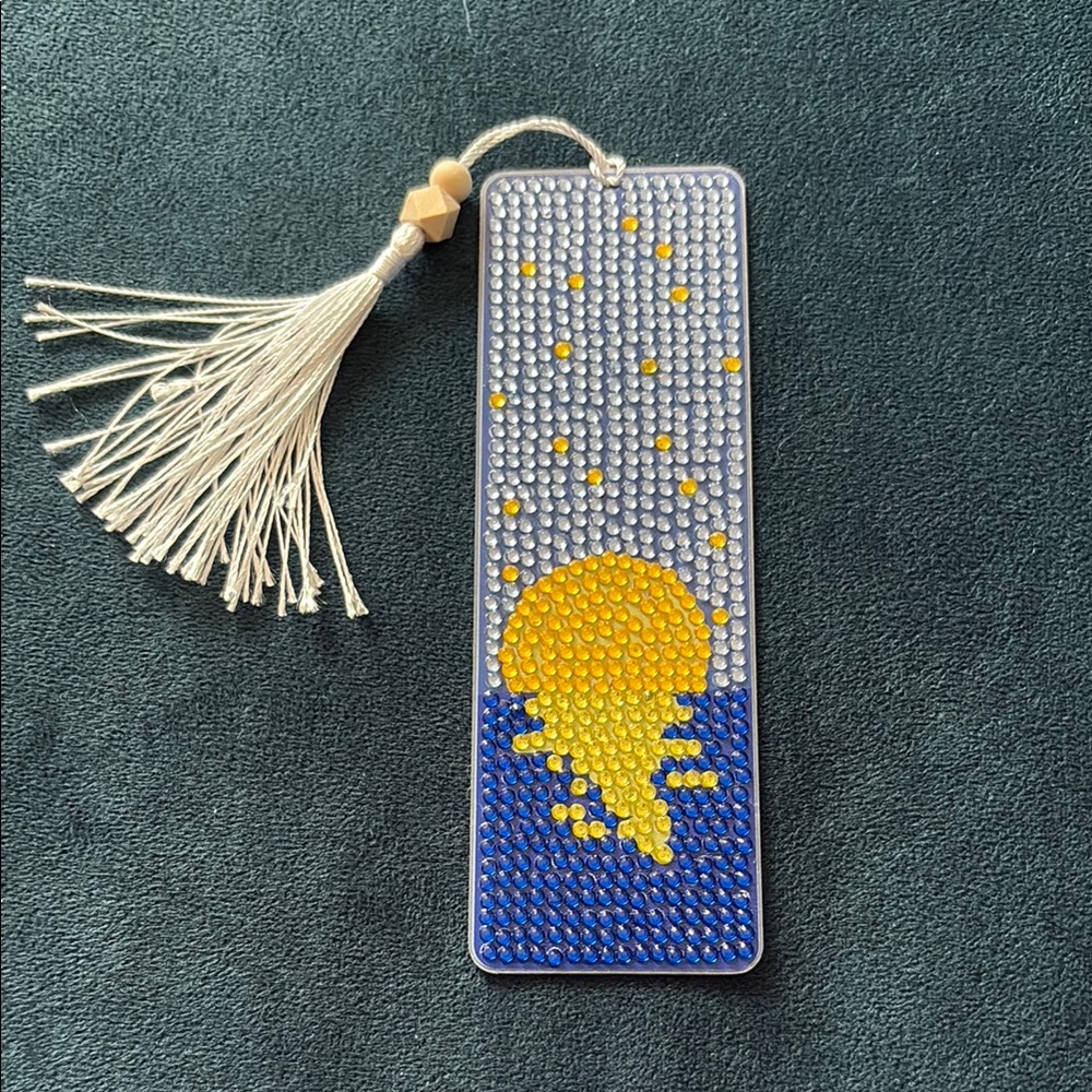 Beaded Bookmark with Tassel - Yellow and Blue